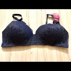 Maidenform lace wireless bra navy